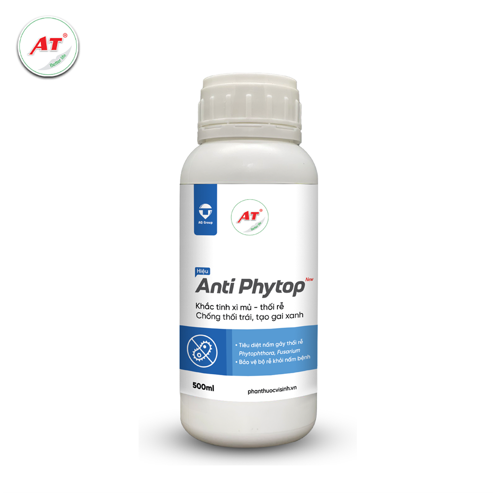 Thuốc trừ nấm bệnh AT AntiPhytop 500ml - Đặc trị nứt thân xì mủ, thối rễ vàng lá, nấm hồng, thối trái, thối hoa.