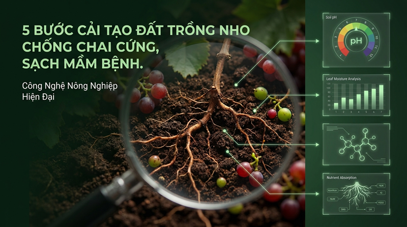 5 Bước Cải Tạo Đất Trồng Nho Chống Chai Cứng, Sạch Mầm Bệnh