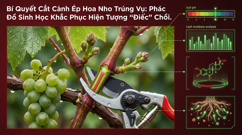 Bí Quyết Cắt Cành Ép Hoa Nho Trúng Vụ: Phác Đồ Sinh Học Khắc Phục Hiện Tượng “Điếc” Chồi