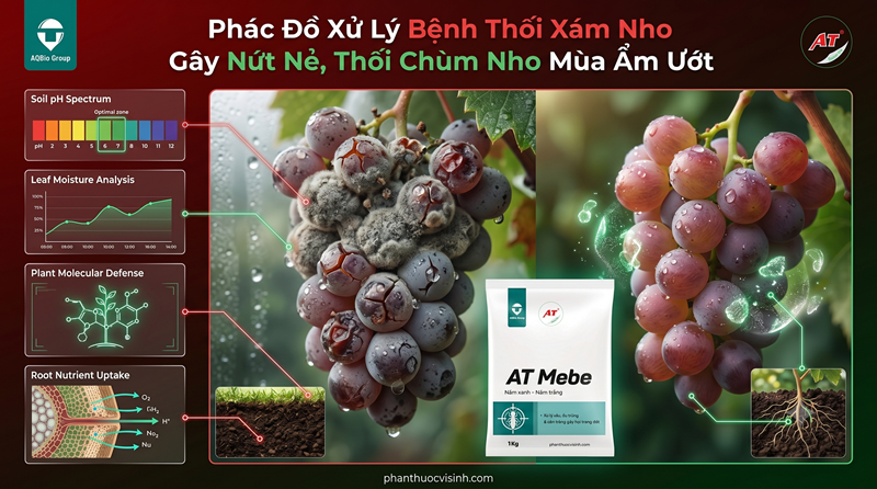 Phác Đồ Xử Lý Bệnh Thối Xám Nho Gây Nứt Nẻ, Thối Chùm Nho Mùa Ẩm Ướt