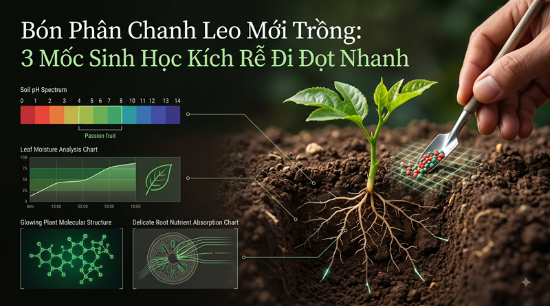 Bón Phân Chanh Leo Mới Trồng: 3 Mốc Sinh Học Kích Rễ Đi Đọt Nhanh