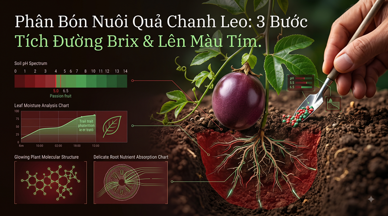 Phân Bón Nuôi Quả Chanh Leo: 3 Bước Tích Đường Brix & Lên Màu Tím
