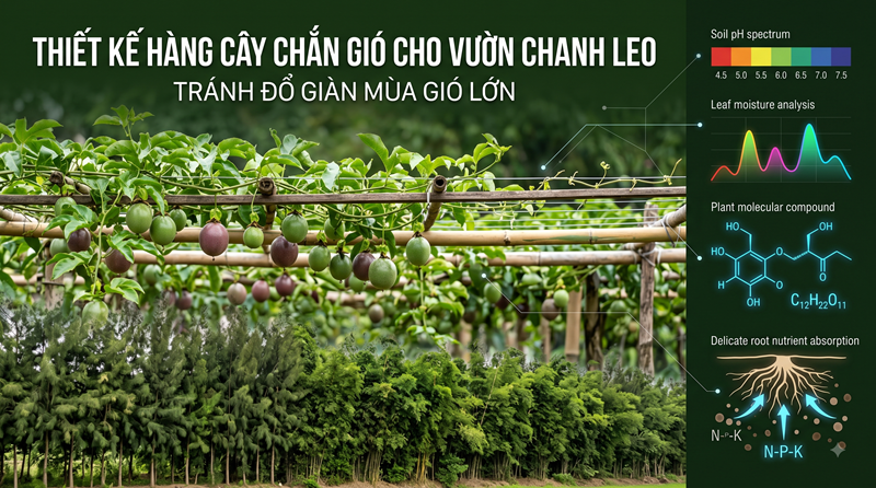 Thiết Kế Hàng Cây Chắn Gió Cho Vườn Chanh Leo Tránh Đổ Giàn Mùa Gió Lớn
