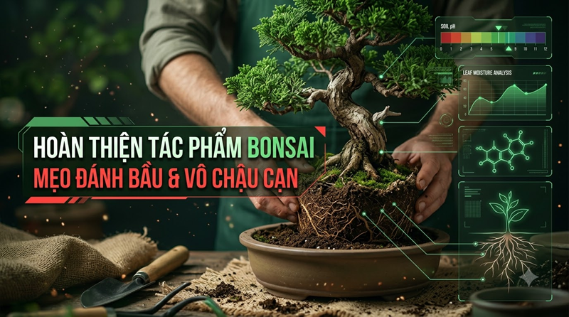 Hoàn Thiện Tác Phẩm Bonsai: Mẹo Đánh Bầu & Vô Chậu Cạn